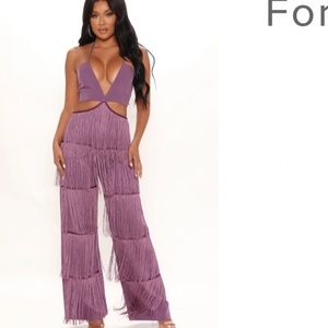 Fashion Nova Purple Fringe Jumpsuit